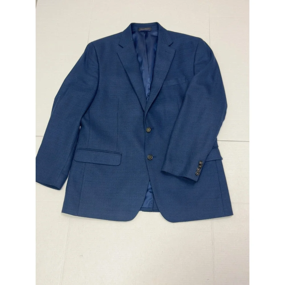 Chaps Blazer Mens 40R Blue Textured Two Button Single Vent Jacket Academia Prep